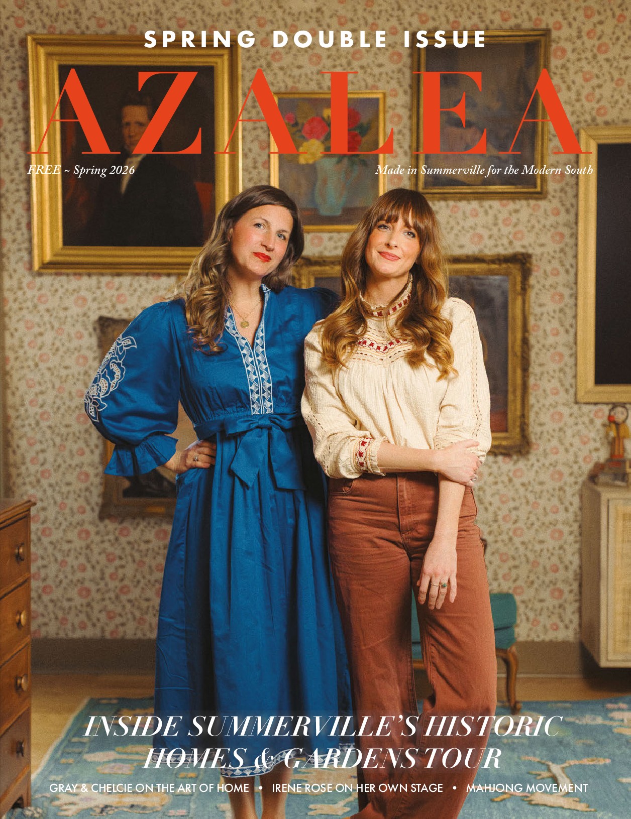 Azalea Magazine Spring 2026 cover featuring Gray Benko and Chelcie Eastman, Lowcountry lifestyle in Summerville SC