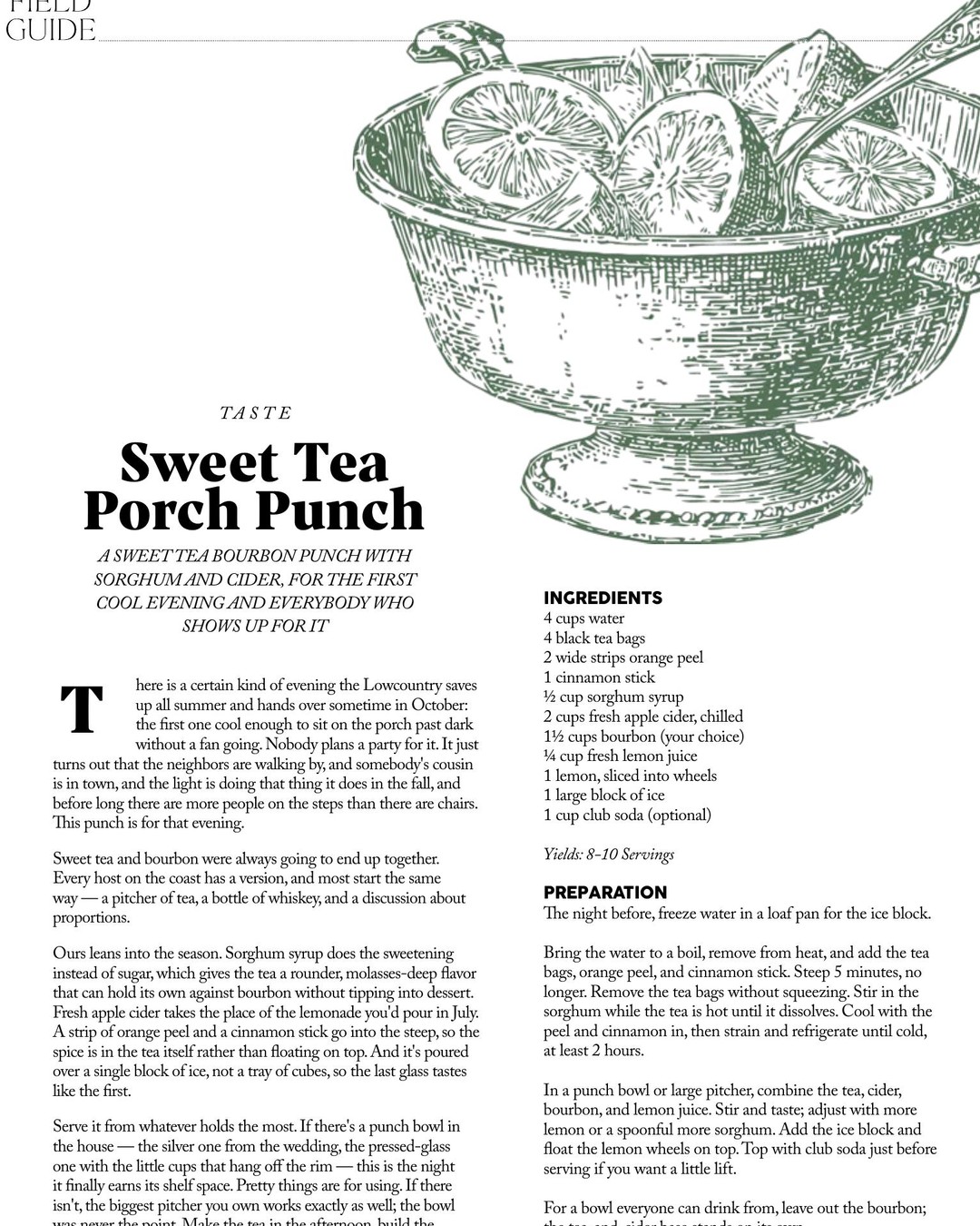 Sweet Tea Porch Punch, from the Field Guide of the AZALEA Fall 2026 issue
