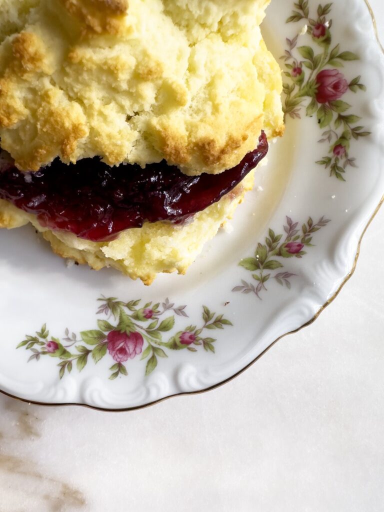 Muscadine jam on a buttermilk biscuit
