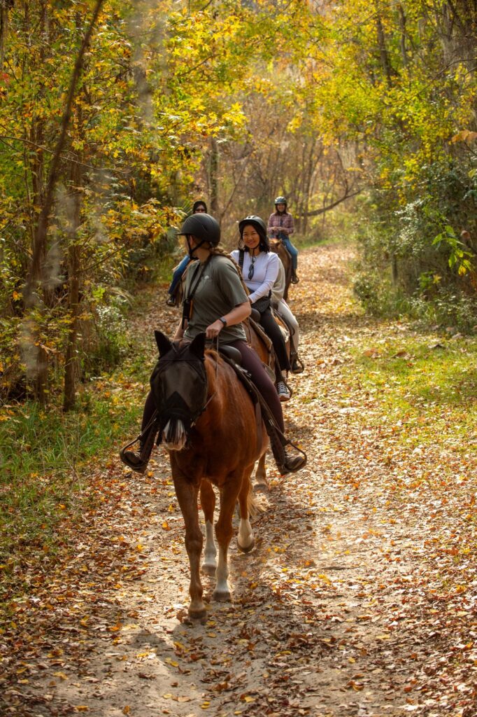 Riders on the fall trail at Middleton Place