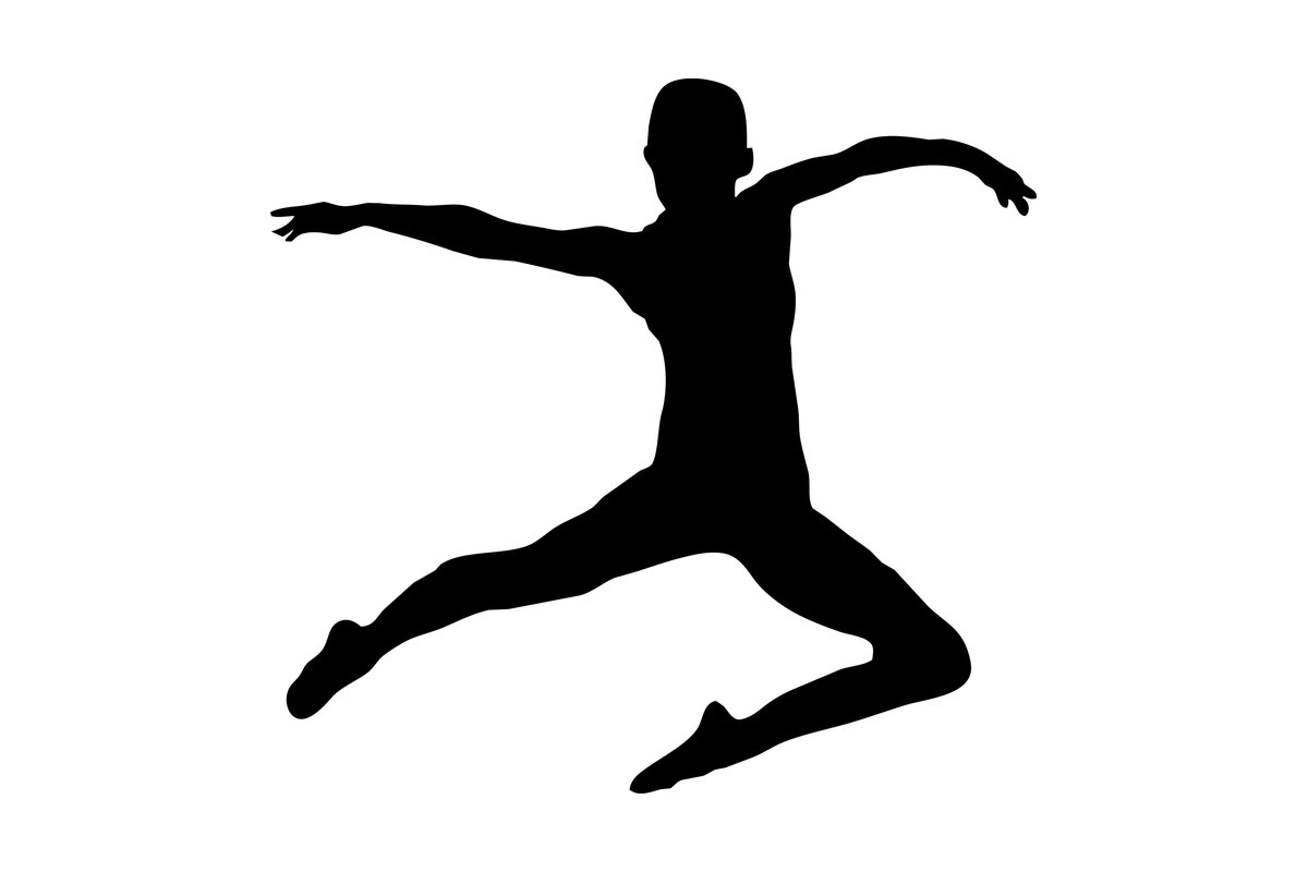Silhouette of a ballet dancer mid-leap